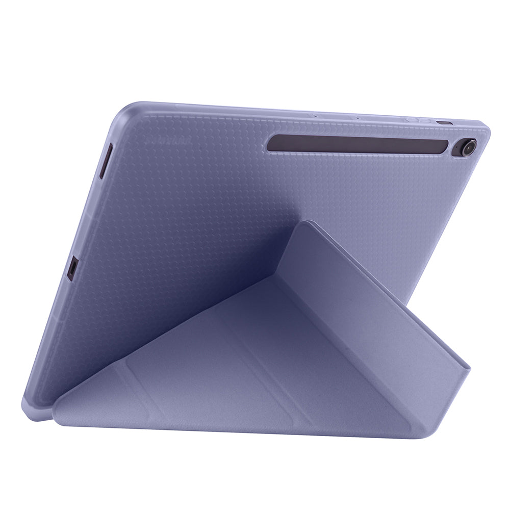 Galaxy Tab S10 FE Plus Case Zore Tri Folding Stand Case with Pen Compartment Black