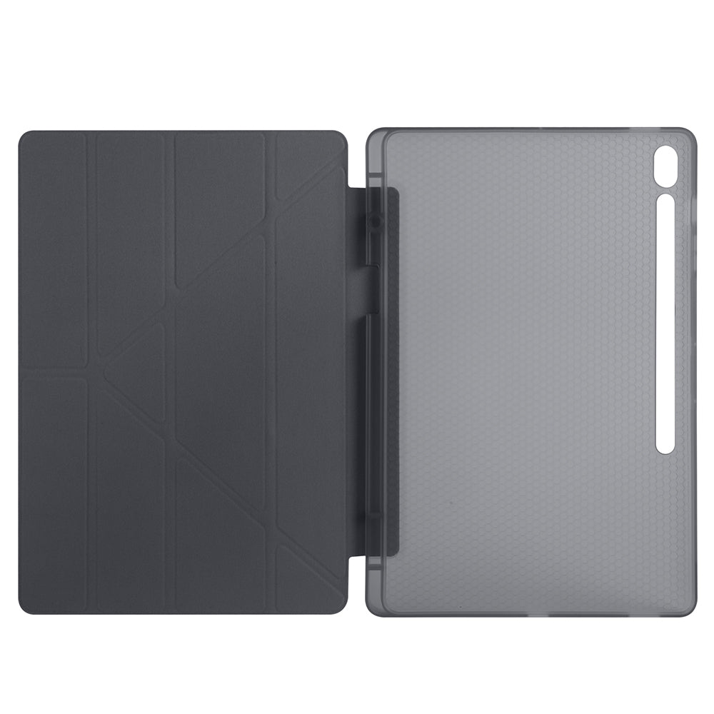 Galaxy Tab S10 FE Plus Case Zore Tri Folding Stand Case with Pen Compartment Black