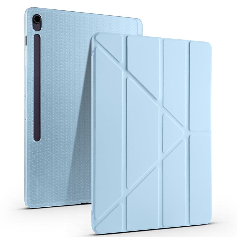 Galaxy Tab S10 FE Plus Case Zore Tri Folding Stand Case with Pen Compartment Black