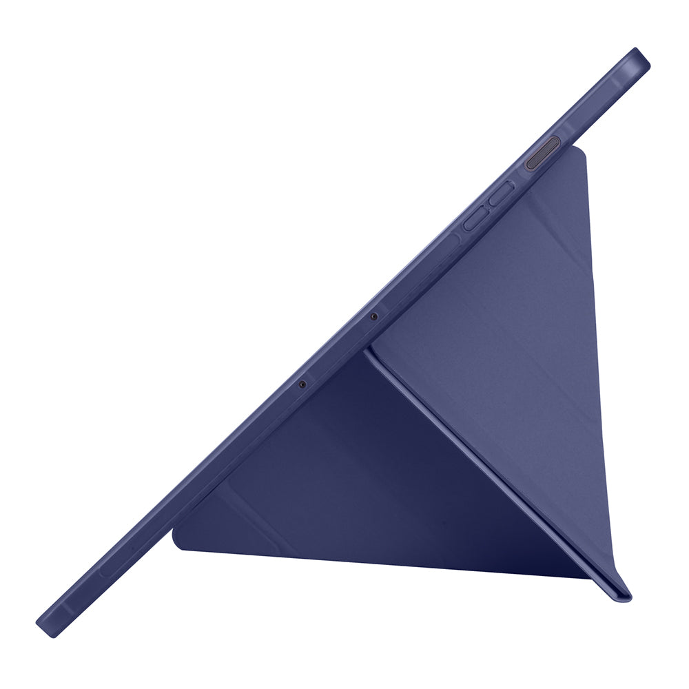 Galaxy Tab S10 FE Plus Case Zore Tri Folding Stand Case with Pen Compartment Navy Blue