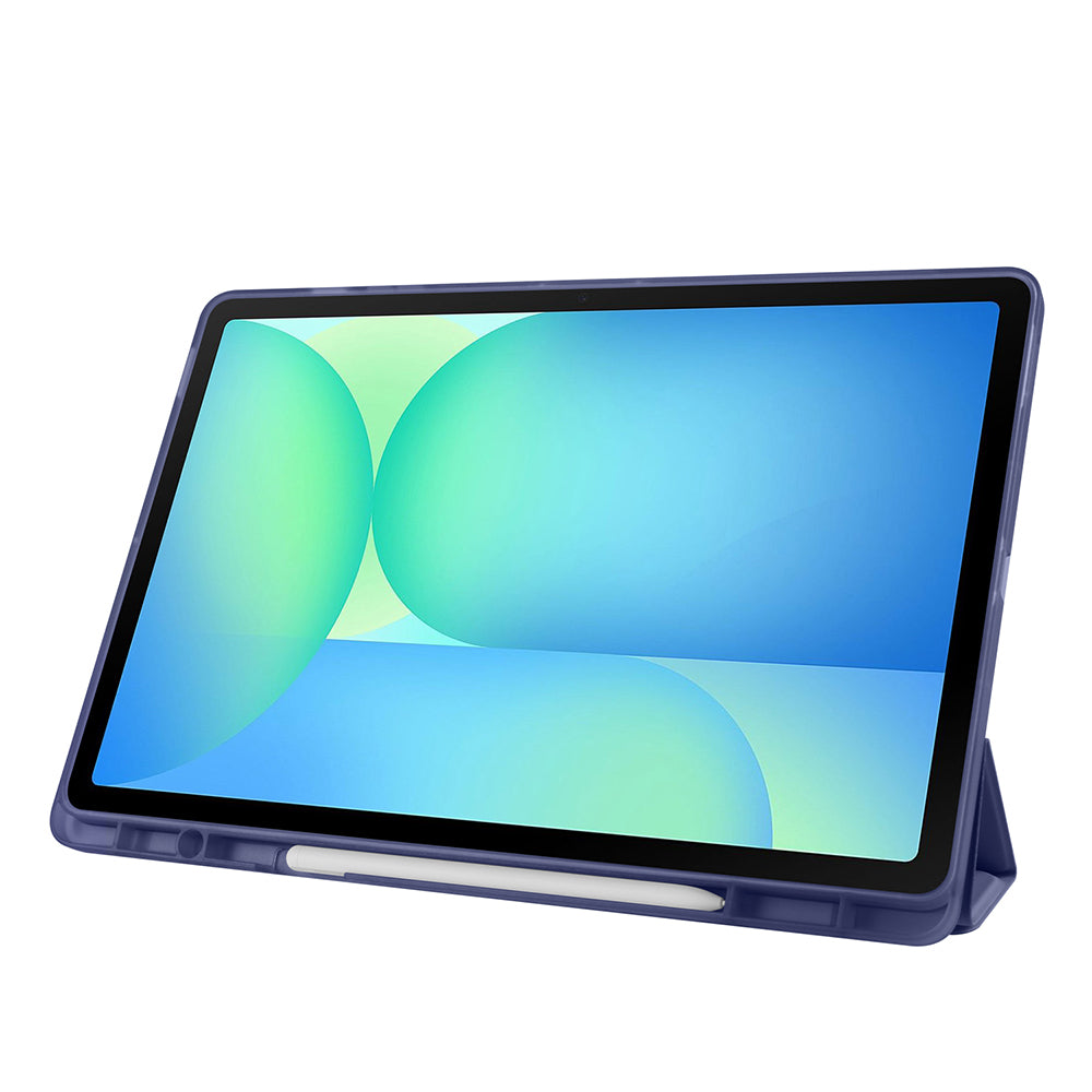 Galaxy Tab S10 FE Plus Case Zore Tri Folding Stand Case with Pen Compartment Black