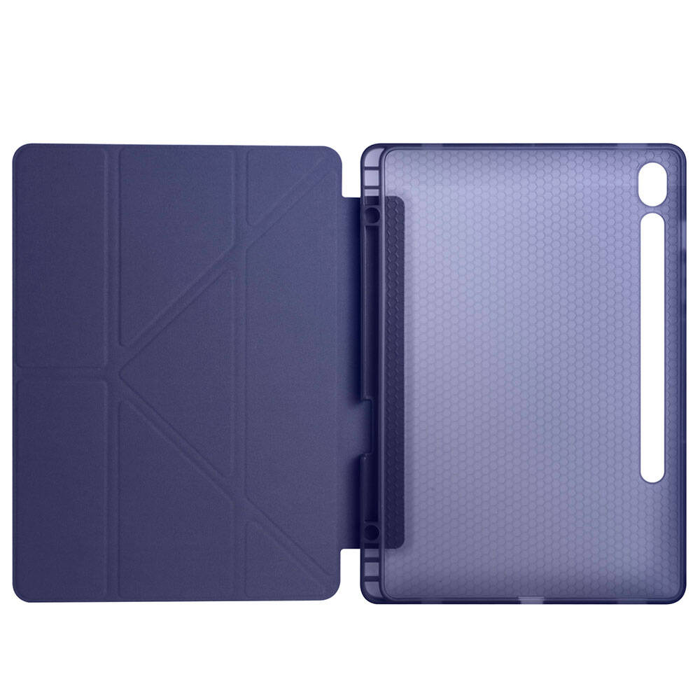 Galaxy Tab S10 Lite Case Zore Tri Folding Stand Case with Pen Compartment Rose Gold