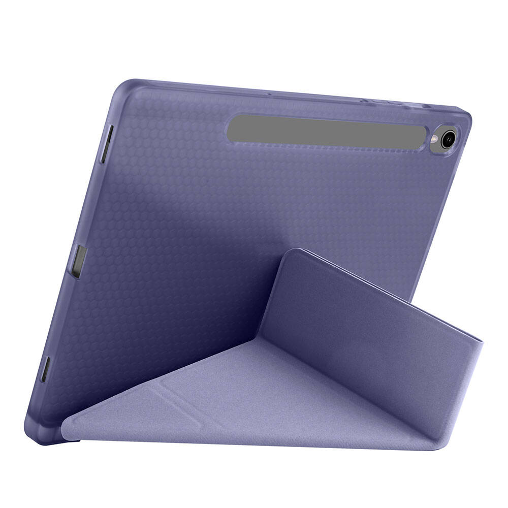 Galaxy Tab S10 Lite Kılıf Zore Tri Folding Kalem Bölmeli Standlı Kılıf Mor