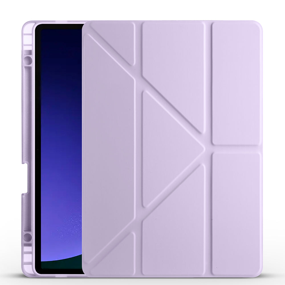 Galaxy Tab S10 Lite Case Zore Tri Folding Stand Case with Pen Compartment Purple