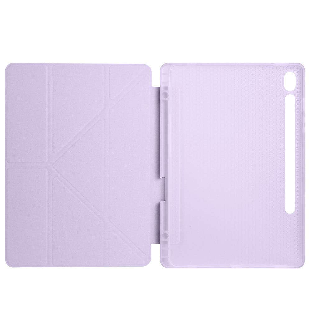Galaxy Tab S10 Lite Case Zore Tri Folding Stand Case with Pen Compartment Lilac
