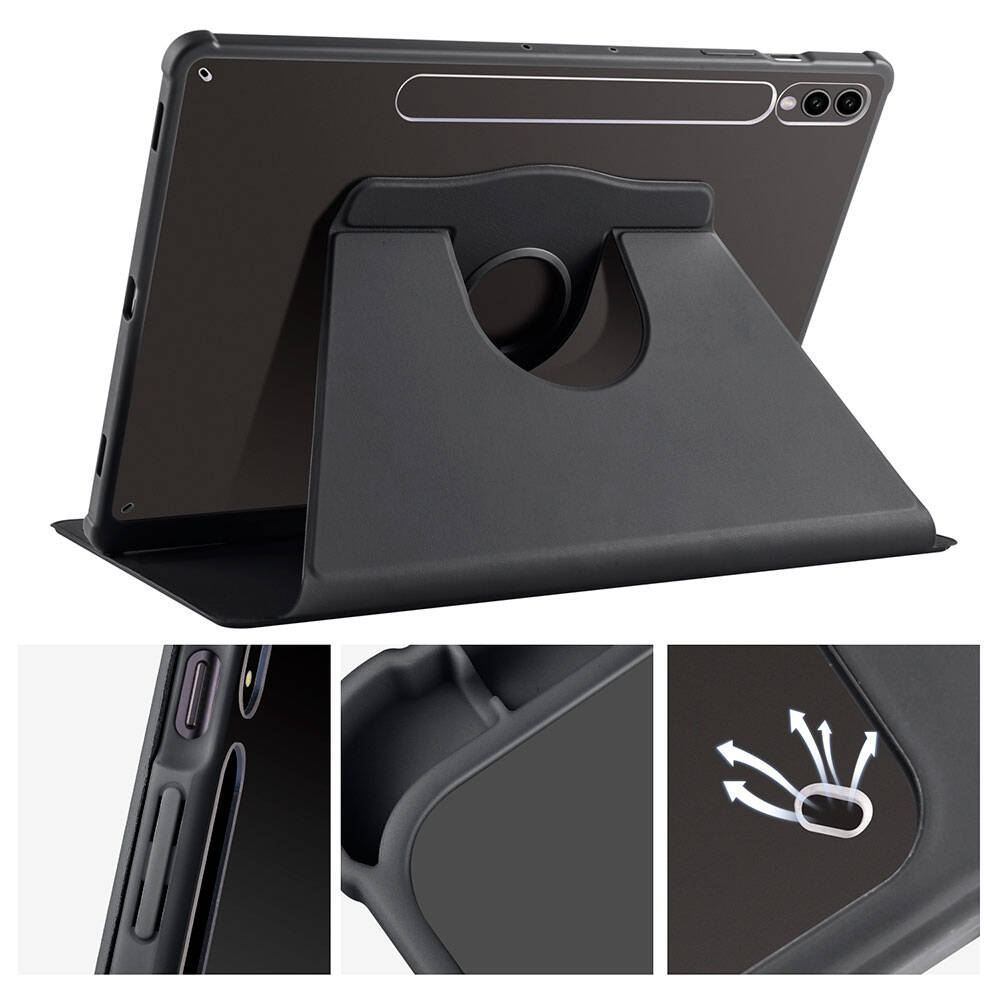 Galaxy Tab S10 Plus Case Zore Thermal Pen Compartment Rotating Stand Case Blue