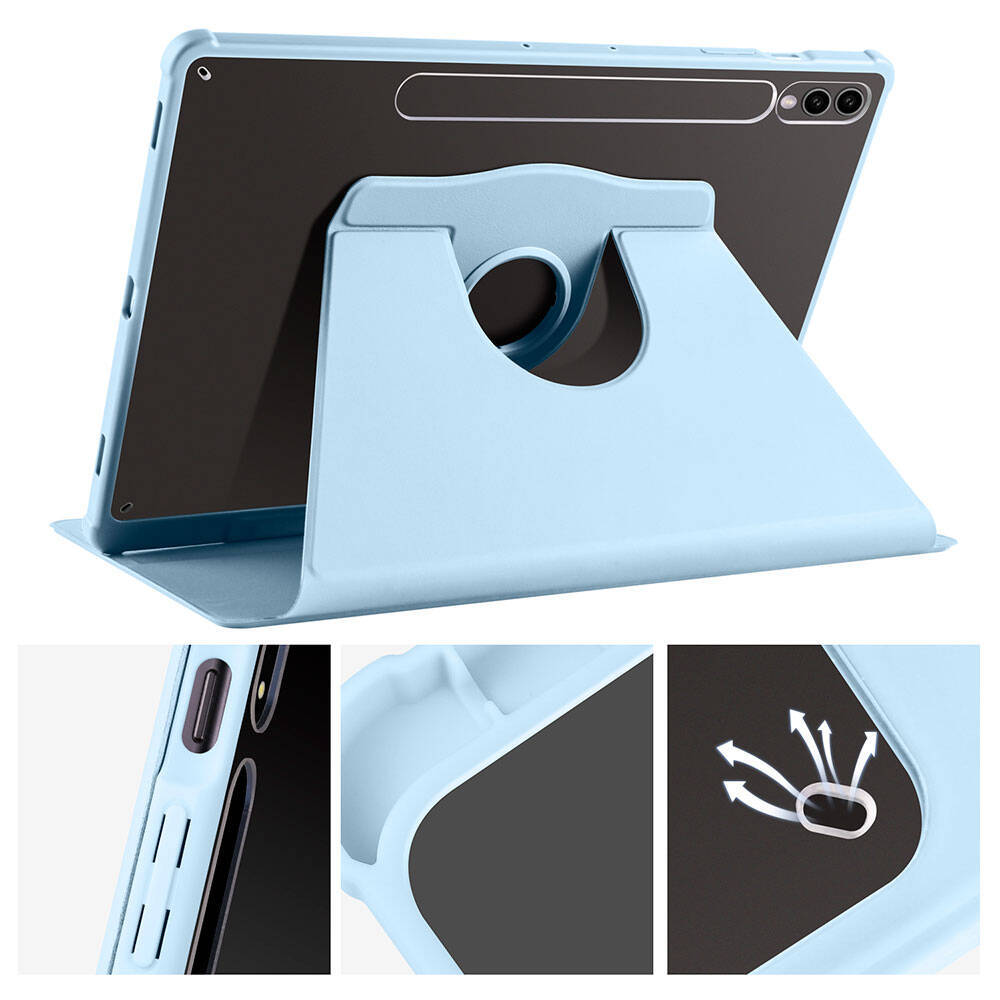 Galaxy Tab S10 Plus Case Zore Thermal Pen Compartment Rotating Stand Case Light Green