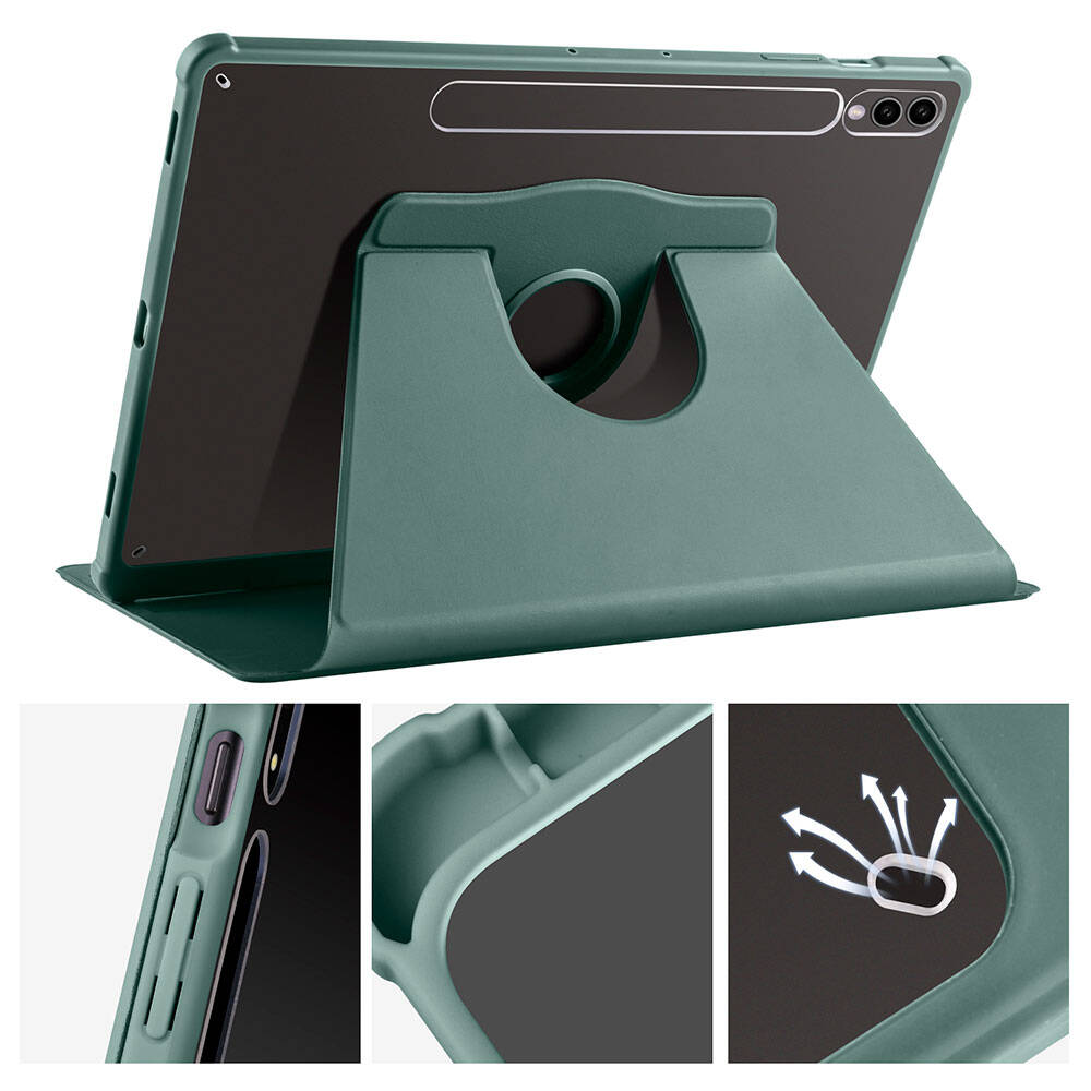 Galaxy Tab S10 Plus Case Zore Thermal Pen Compartment Rotating Stand Case Pink