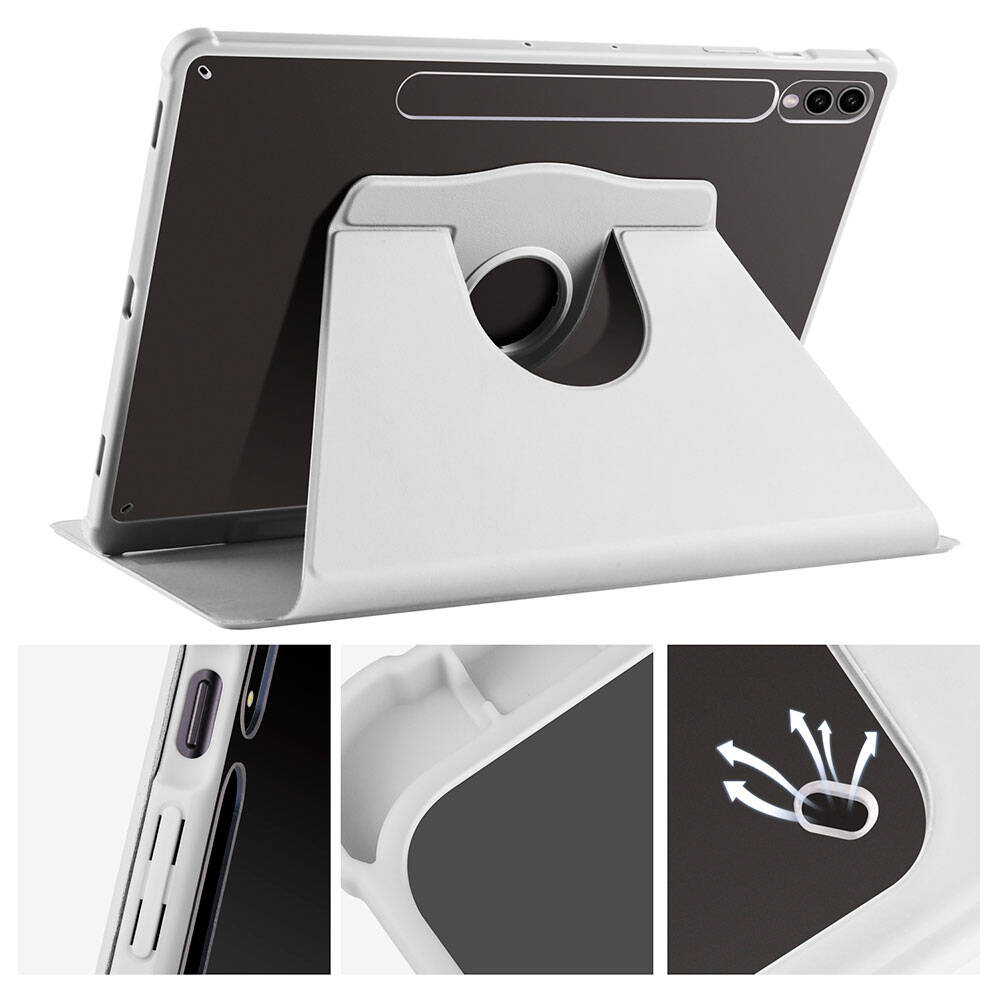 Galaxy Tab S10 Plus Case Zore Thermal Pen Compartment Rotating Stand Case Navy Blue