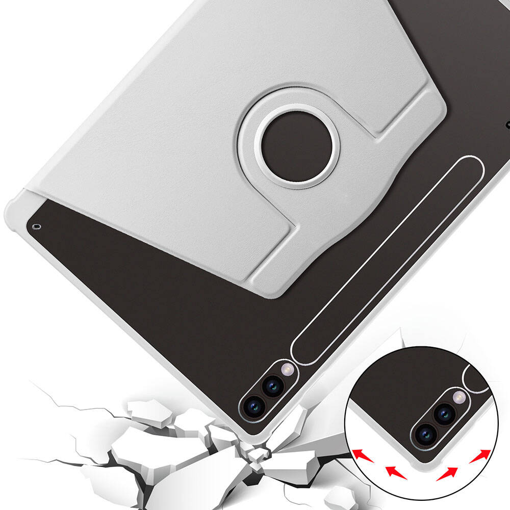 Galaxy Tab S10 Plus Case Zore Thermal Pen Compartment Rotating Stand Case Black
