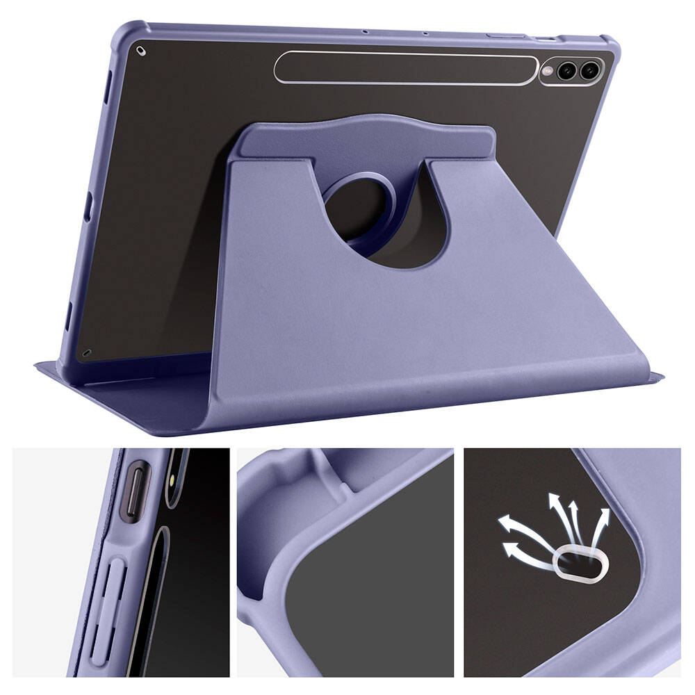 Galaxy Tab S10 Plus Case Zore Thermal Pen Compartment Rotating Stand Case Black