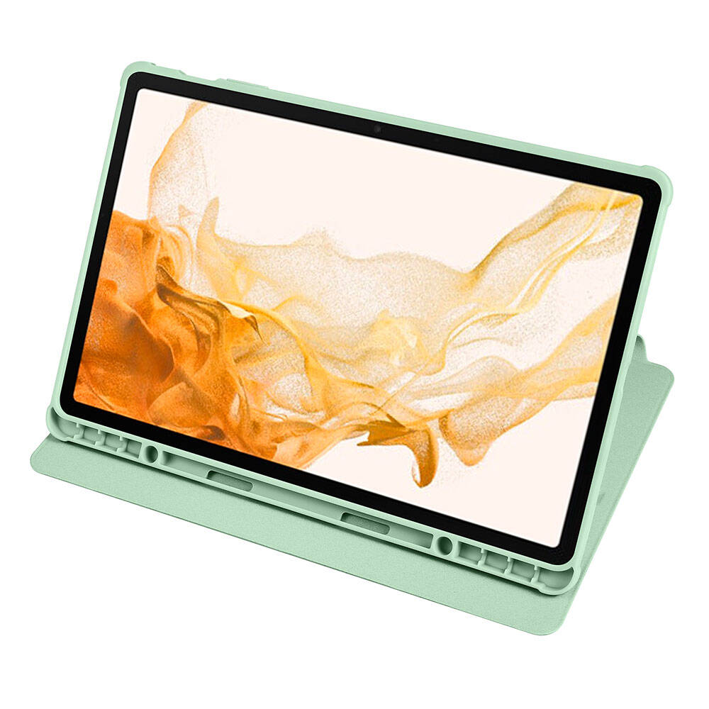Galaxy Tab S10 Plus Case Zore Thermal Pen Compartment Rotating Stand Case Light Green