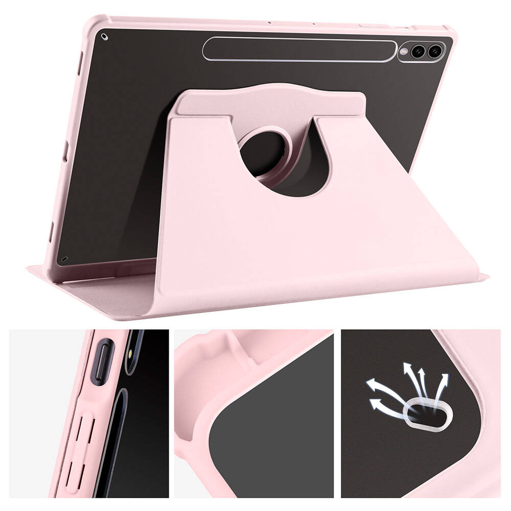 Galaxy Tab S10 Plus Case Zore Thermal Pen Compartment Rotating Stand Case Blue