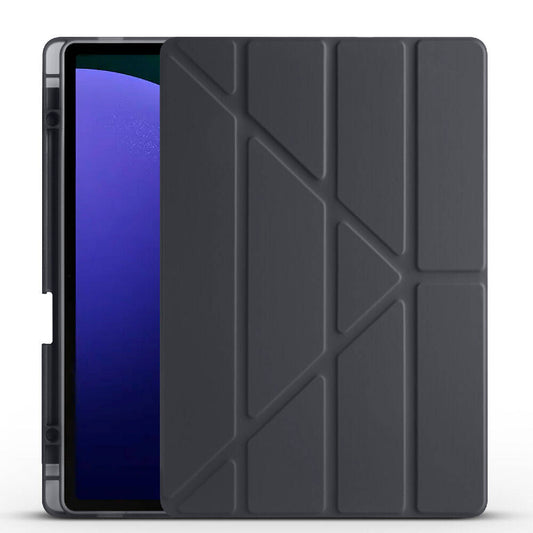 Galaxy Tab S10 Plus Case Zore Tri Folding Stand Case with Pen Compartment Black