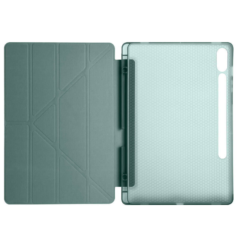 Galaxy Tab S10 Plus Case Zore Tri Folding Stand Case with Pen Compartment Gray