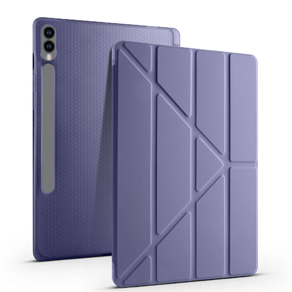Galaxy Tab S10 Plus Case Zore Tri Folding Stand Case with Pen Compartment Dark Green
