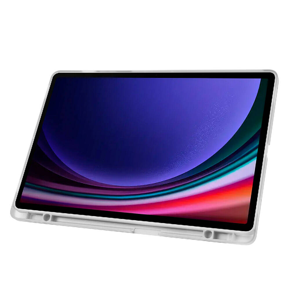 Galaxy Tab S10 Plus Case Zore Tri Folding Stand Case with Pen Compartment Gray