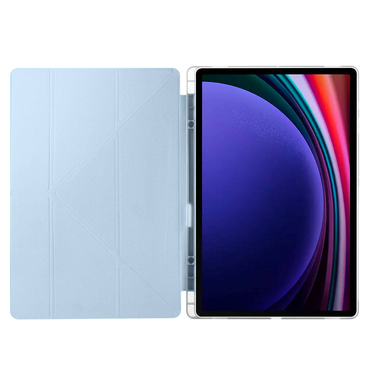 Galaxy Tab S10 Ultra Case Zore Tri Folding Stand Case with Pen Compartment Purple