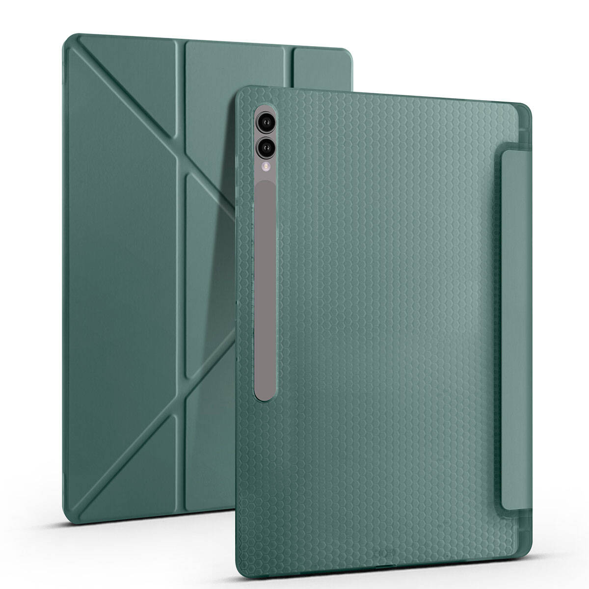 Galaxy Tab S10 Ultra Case Zore Tri Folding Stand Case with Pen Compartment Navy Blue