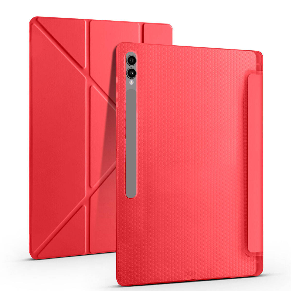 Galaxy Tab S10 Ultra Case Zore Tri Folding Stand Case with Pen Compartment Rose Gold