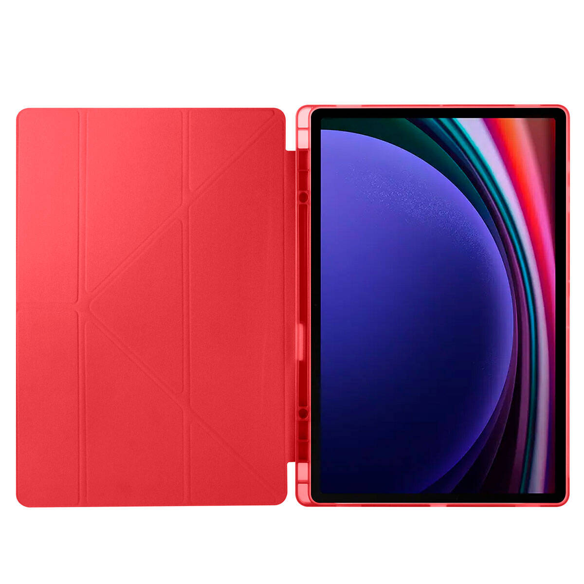 Galaxy Tab S10 Ultra Case Zore Tri Folding Stand Case with Pen Compartment Navy Blue