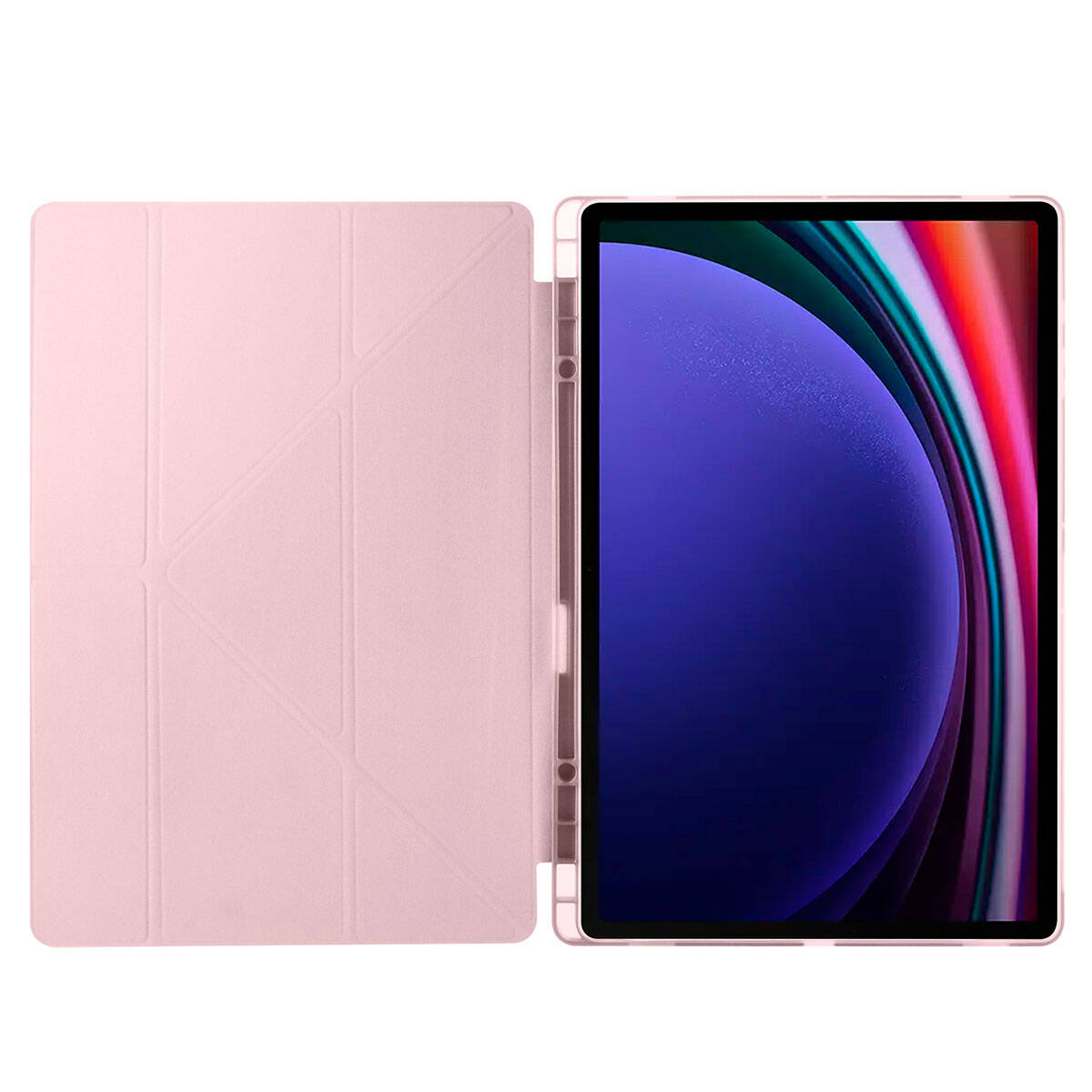 Galaxy Tab S10 Ultra Case Zore Tri Folding Stand Case with Pen Compartment Red