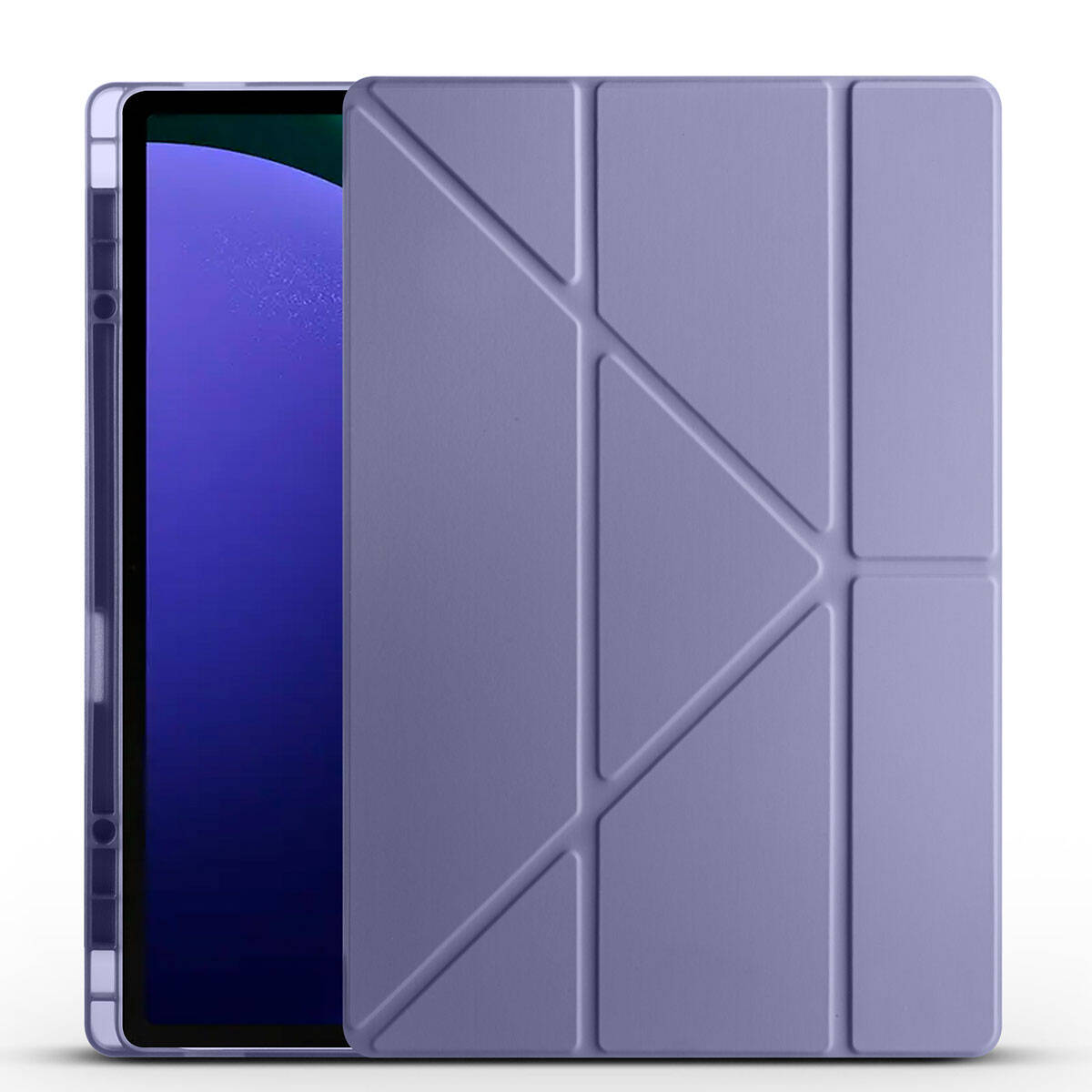 Galaxy Tab S10 Ultra Case Zore Tri Folding Stand Case with Pen Compartment Purple