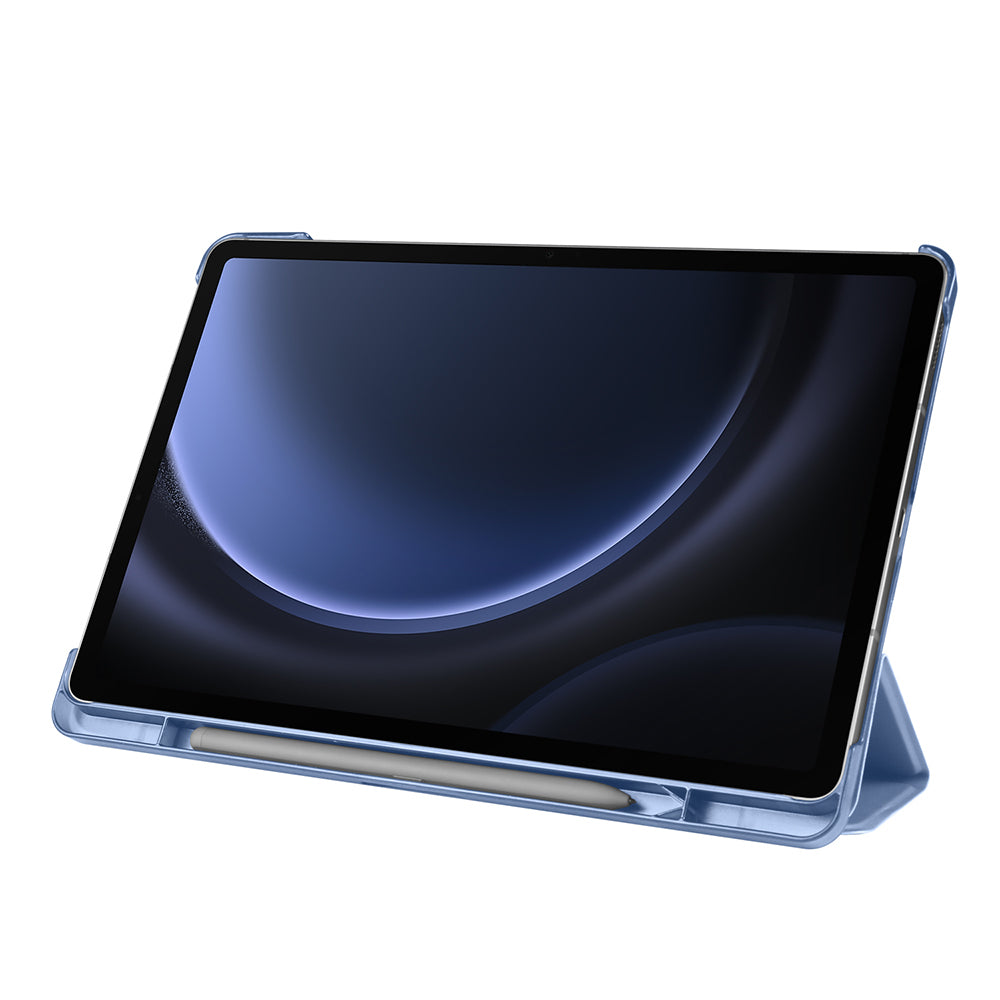 Galaxy Tab S9 FE Zore Smart Cover with Pen Compartment and Stand 1-in-1 Case Petrol Blue