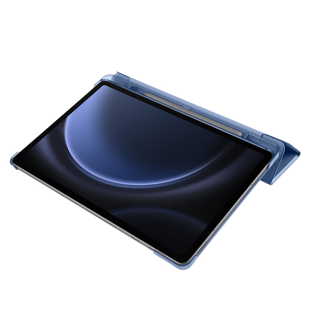 Galaxy Tab S9 FE Zore Smart Cover with Pen Compartment and Stand 1-in-1 Case Petrol Blue