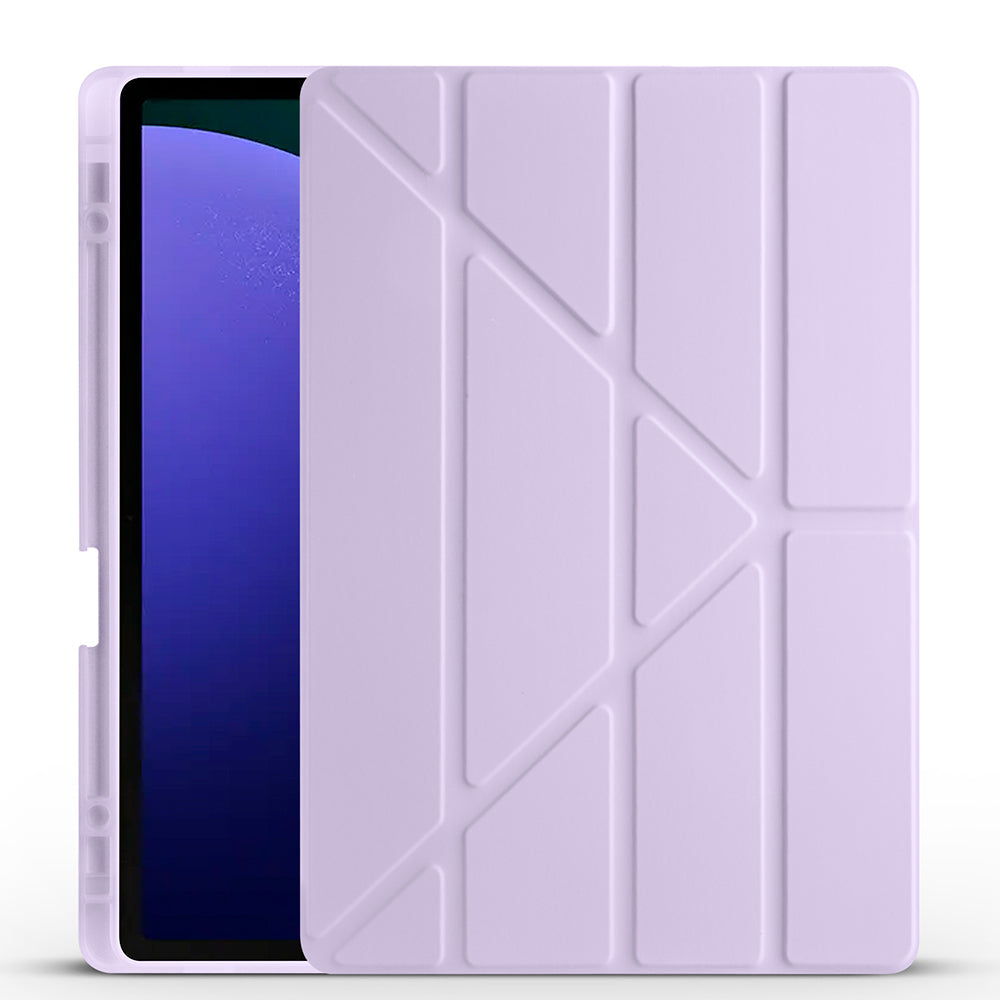 Galaxy Tab S9 Plus Case Zore Tri Folding Stand Case with Pen Compartment Lilac
