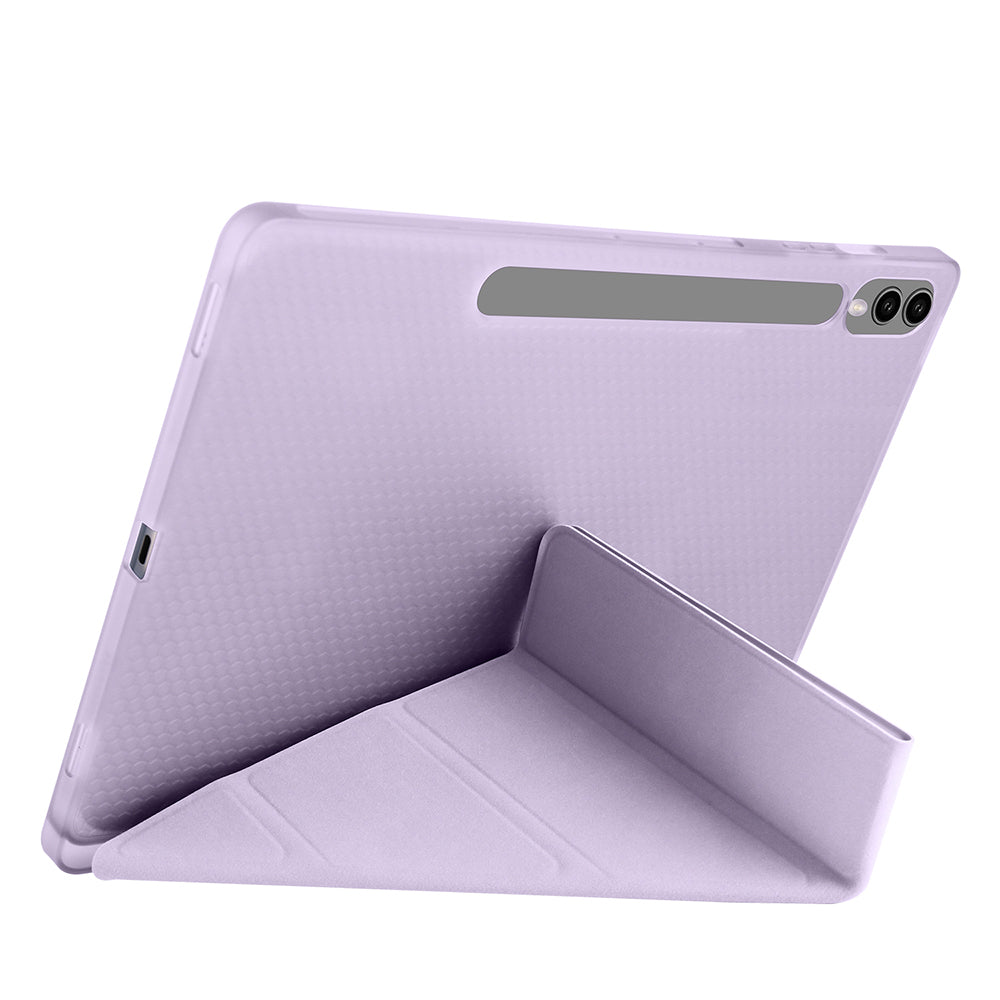 Galaxy Tab S9 Plus Case Zore Tri Folding Stand Case with Pen Compartment Lilac