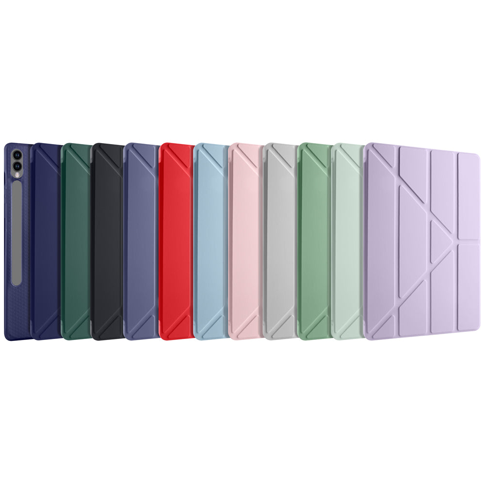 Galaxy Tab S9 Plus Case Zore Tri Folding Stand Case with Pen Compartment Lilac