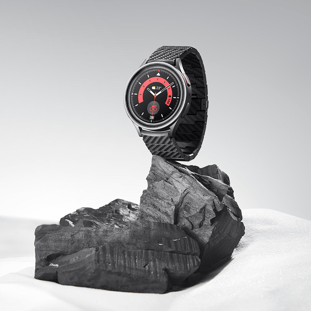 Galaxy Watch 4 44mm Carbon Fiber Pitaka Modern Series Black-Grey Twill Strap Black-Grey