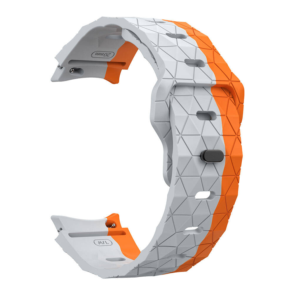 Galaxy Watch 5 40mm Zore KRD-116 20mm Football Patterned Sports Design Silicone Strap Gray-Orange