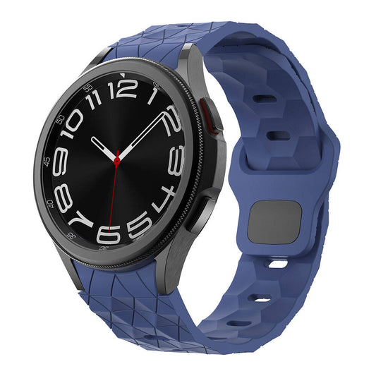 Galaxy Watch 5 44mm Zore KRD-116 20mm Football Patterned Sports Design Silicone Strap Navy Blue