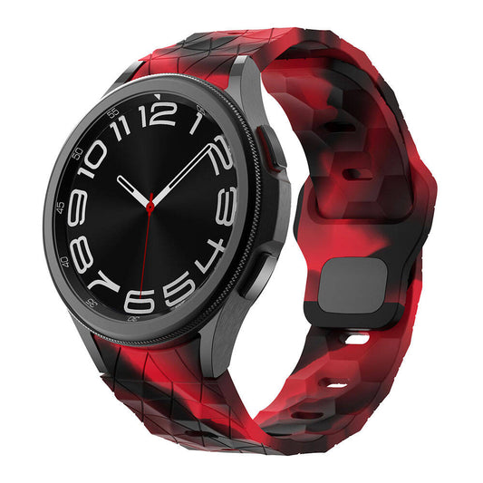 Galaxy Watch 5 44mm Zore KRD-116 20mm Football Patterned Sports Design Silicone Strap Black-Red