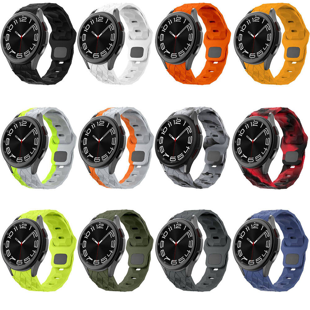 Galaxy Watch 5 44mm Zore KRD-116 20mm Football Patterned Sports Design Silicone Strap Gray-Orange