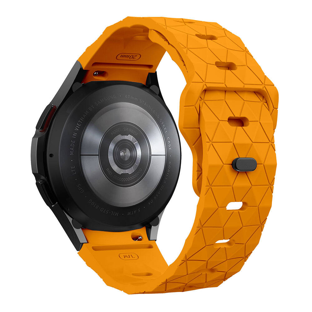 Galaxy Watch 5 Pro 45mm Zore KRD-116 20mm Football Patterned Sports Design Silicone Strap Gray-Orange