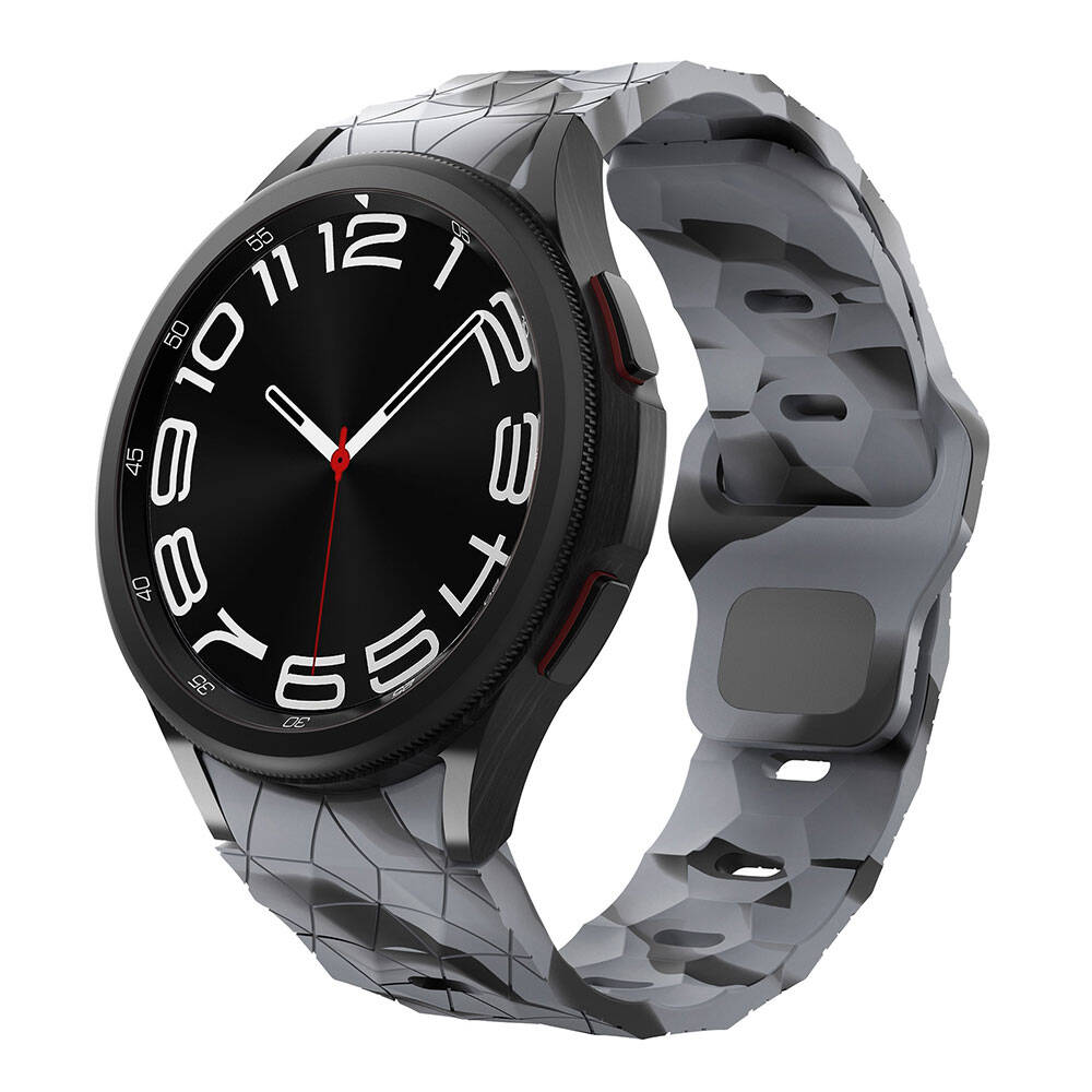 Galaxy Watch 6 40mm Zore KRD-116 20mm Football Patterned Sports Design Silicone Strap Black-Gray