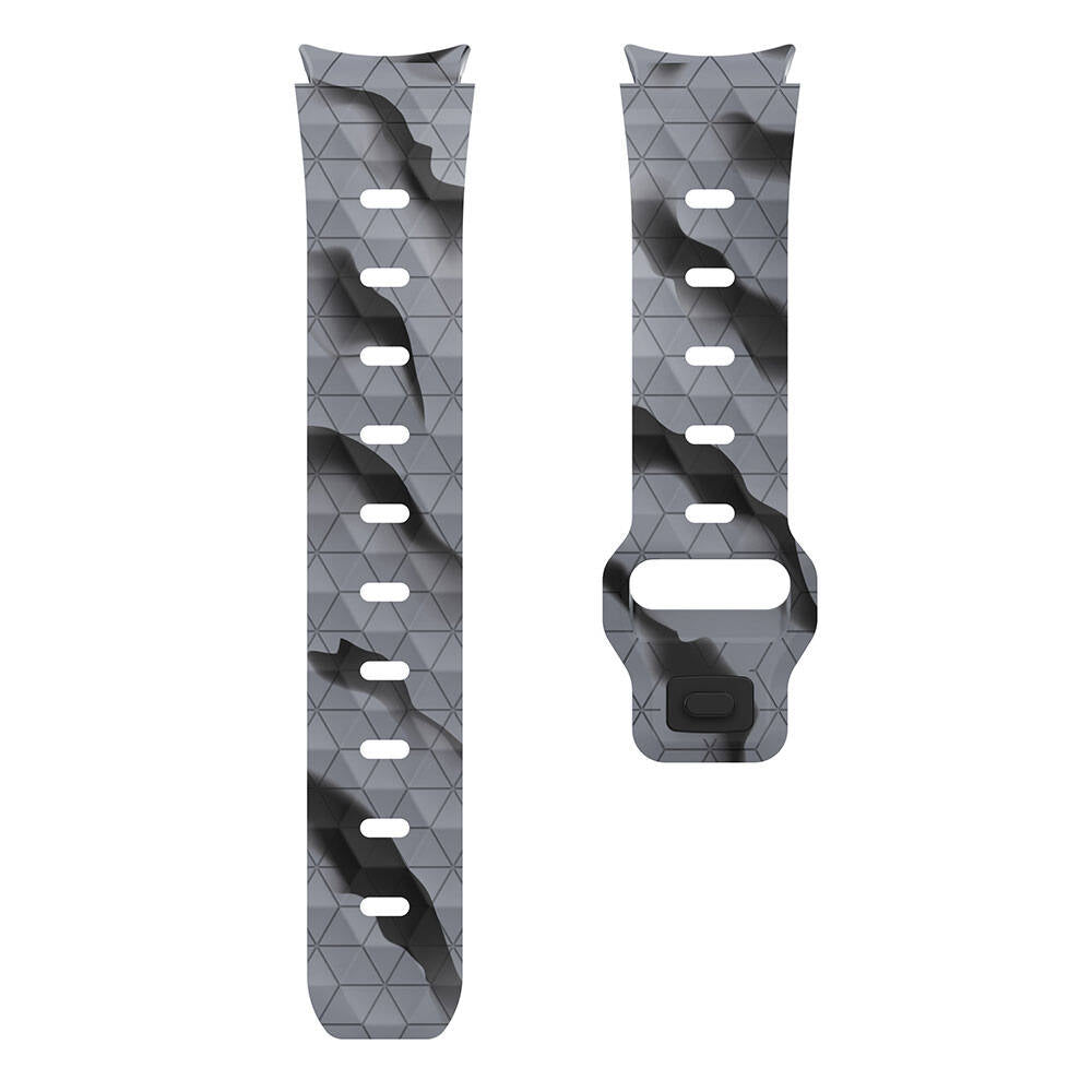 Galaxy Watch 6 40mm Zore KRD-116 20mm Football Patterned Sports Design Silicone Strap Black-Gray