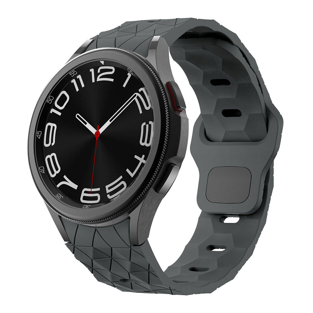 Galaxy Watch 6 44mm Zore KRD-116 20mm Football Patterned Sports Design Silicone Strap Dark Gray