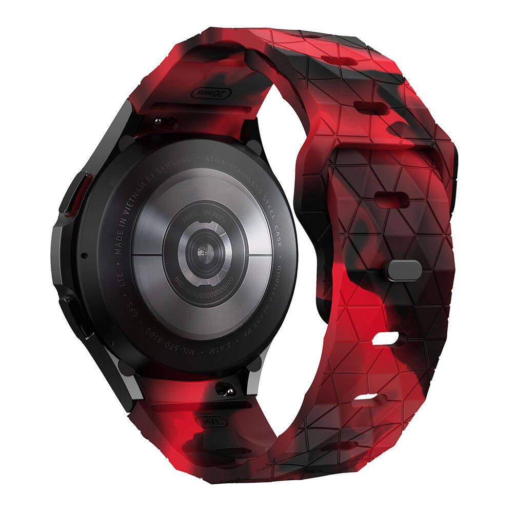 Galaxy Watch 6 44mm Zore KRD-116 20mm Football Patterned Sports Design Silicone Strap Gray-Orange