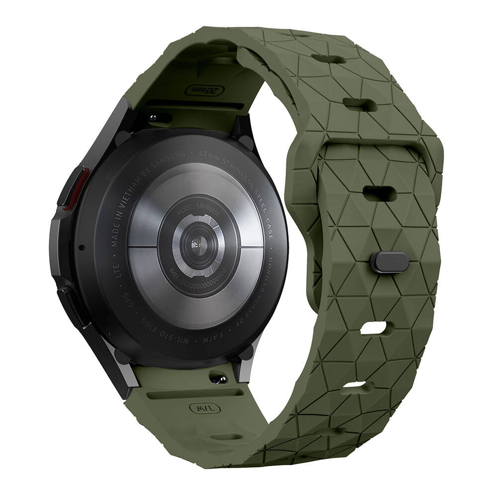 Galaxy Watch 6 44mm Zore KRD-116 20mm Football Patterned Sports Design Silicone Strap Gray-Orange