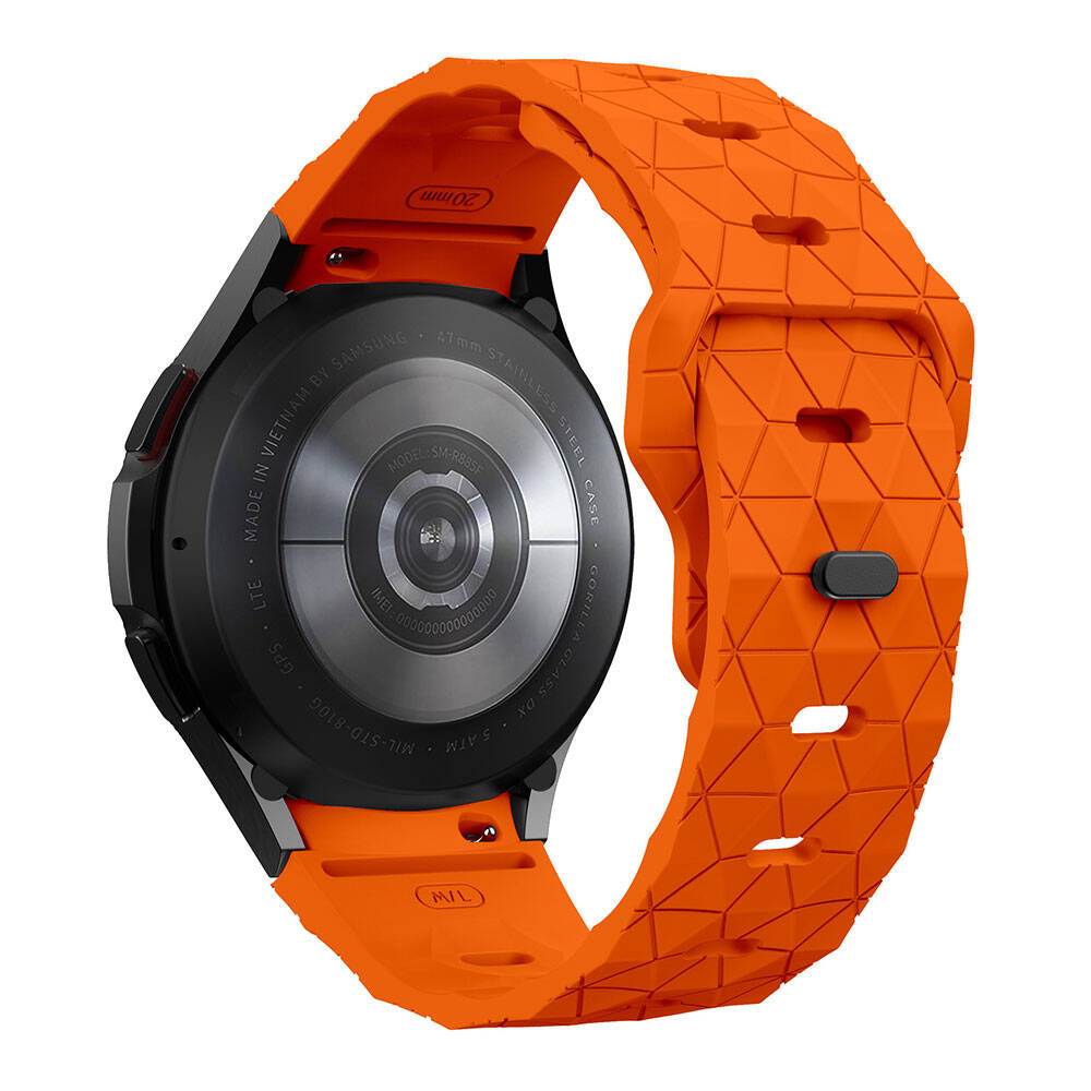 Galaxy Watch 6 44mm Zore KRD-116 20mm Football Patterned Sports Design Silicone Strap Gray-Orange