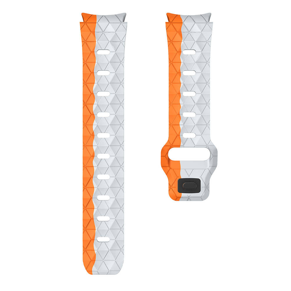 Galaxy Watch 6 44mm Zore KRD-116 20mm Football Patterned Sports Design Silicone Strap Gray-Orange