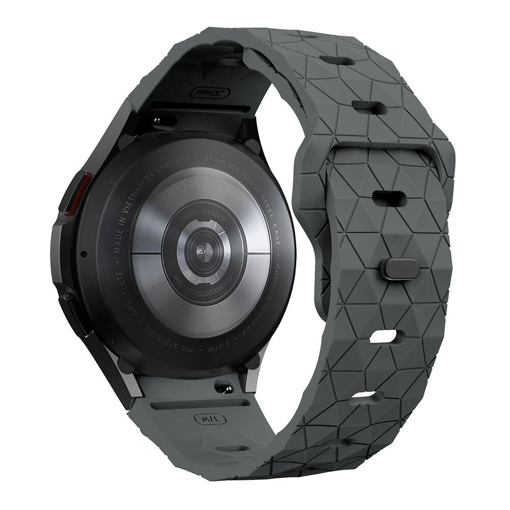 Galaxy Watch 6 44mm Zore KRD-116 20mm Football Patterned Sports Design Silicone Strap Gray-Orange