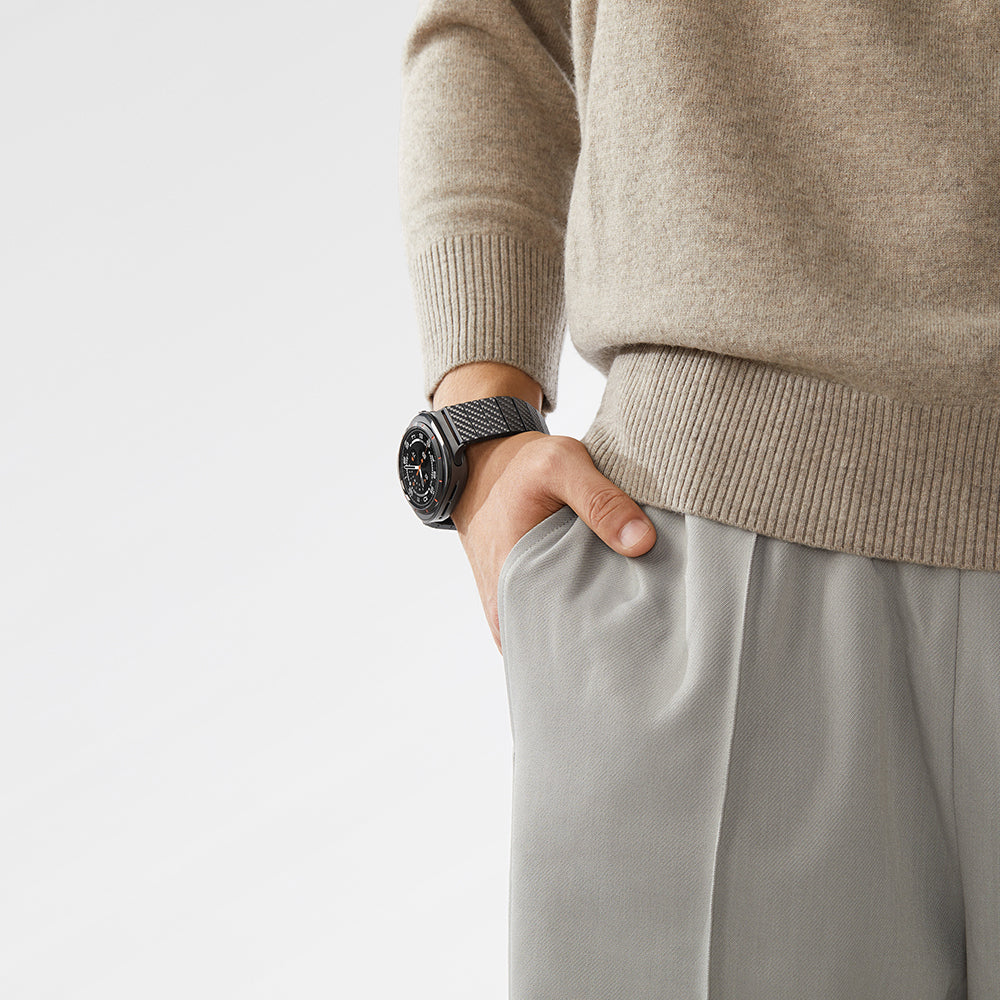 Galaxy Watch Ultra 47mm Carbon Fiber Pitaka Modern Series Black-Grey Twill Strap Black-Grey
