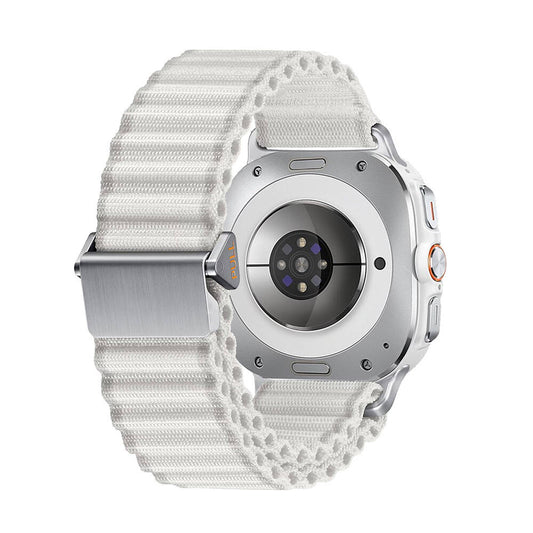 Galaxy Watch Ultra 47mm Zore KRD-120 Naylon Kumaş Hasır Örgülü Kordon Beyaz
