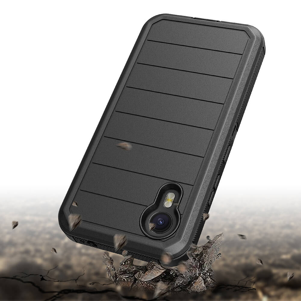 Galaxy XCover7 Pro Case Zore Double Clip Cover Black