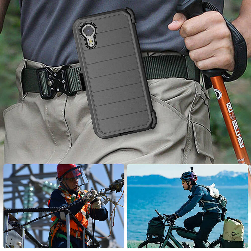 Galaxy XCover7 Pro Case Zore Double Clip Cover Black